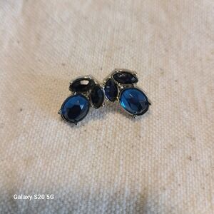 Blue Stone Earrings Silver‎ Tone Stud Earrings Cobalt Jewelry